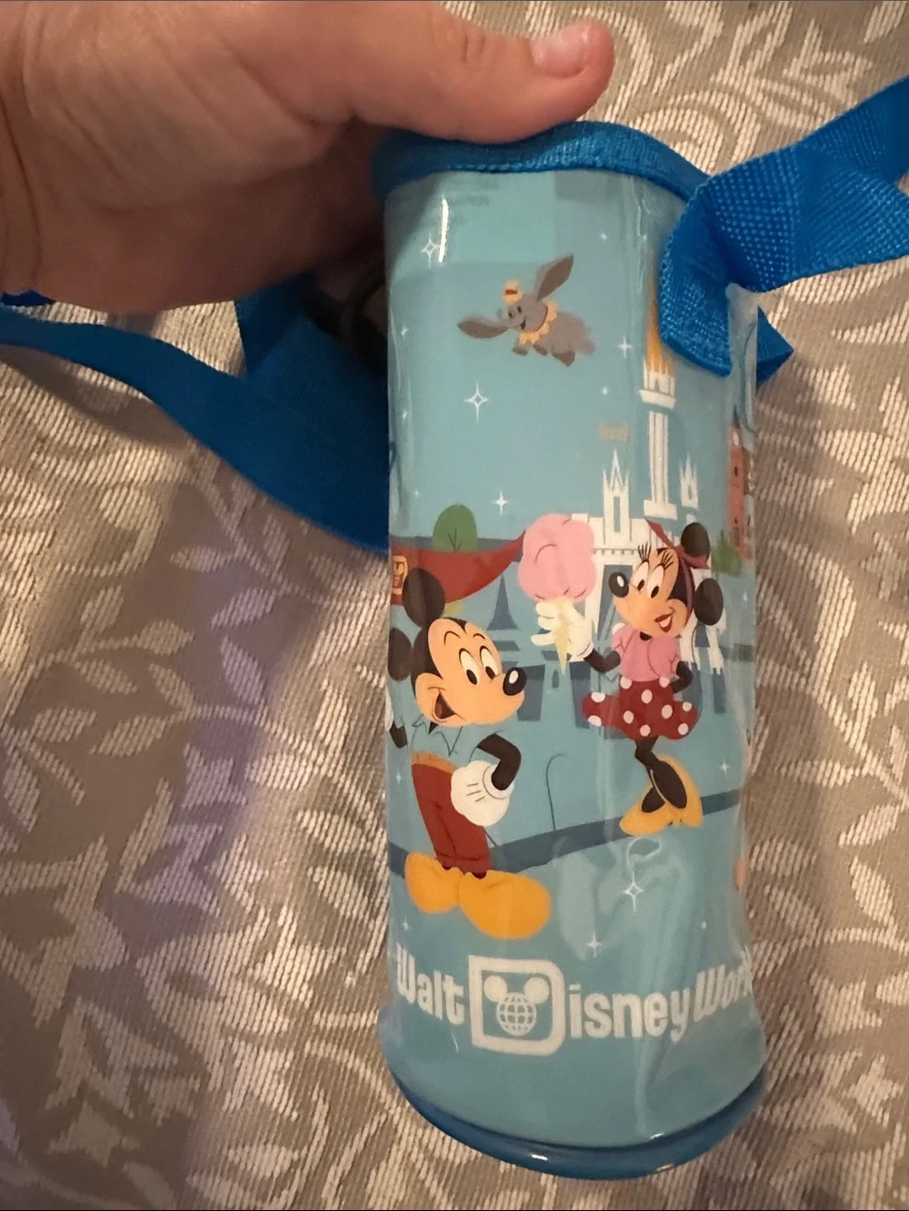 Disney Blue Mickey Mouse Water bottle holder with Walt Disney World Logo